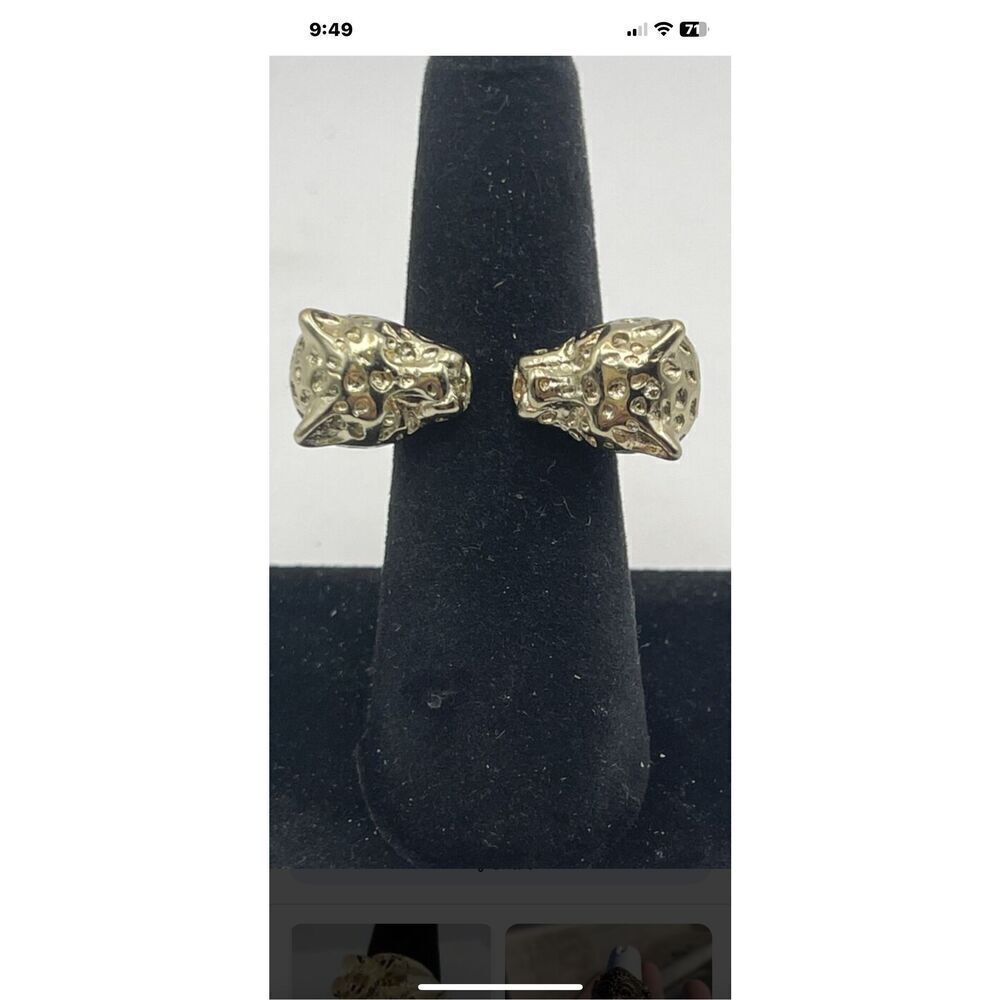 Two Headed Jaguar Gold Tone Ring Size 8 Unisex Statement Piece Collectors